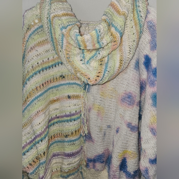 Free people flower child multicolor knit hooded poncho sweater size extra small - Picture 10 of 13